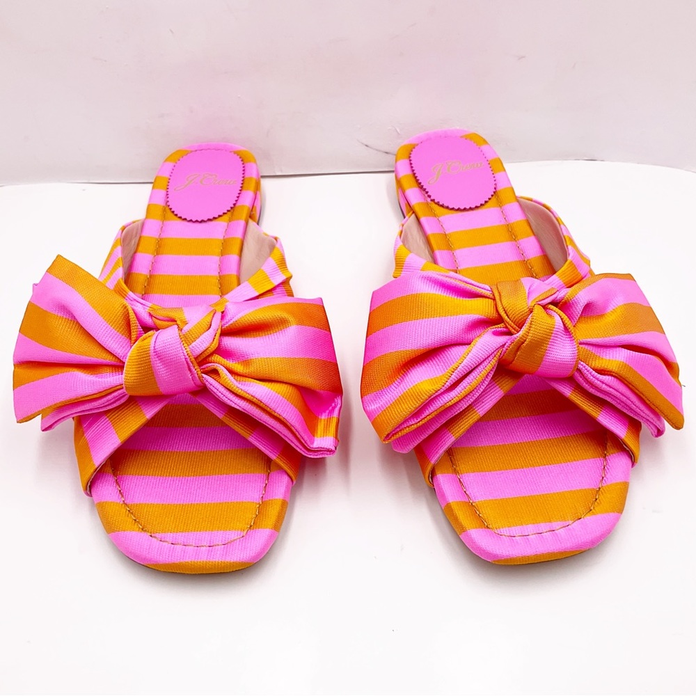 🆕{J. Crew} Abbie Striped Tie Silk Bow Sandals